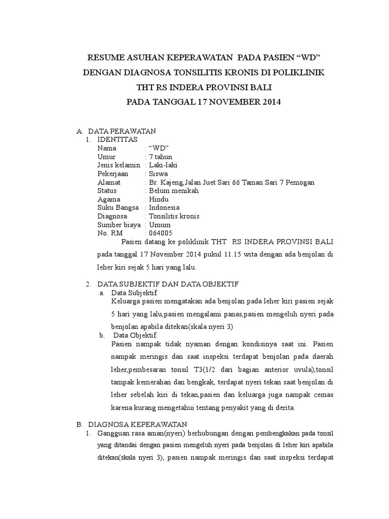 Contoh Resume Asuhan Keperawatan englshf