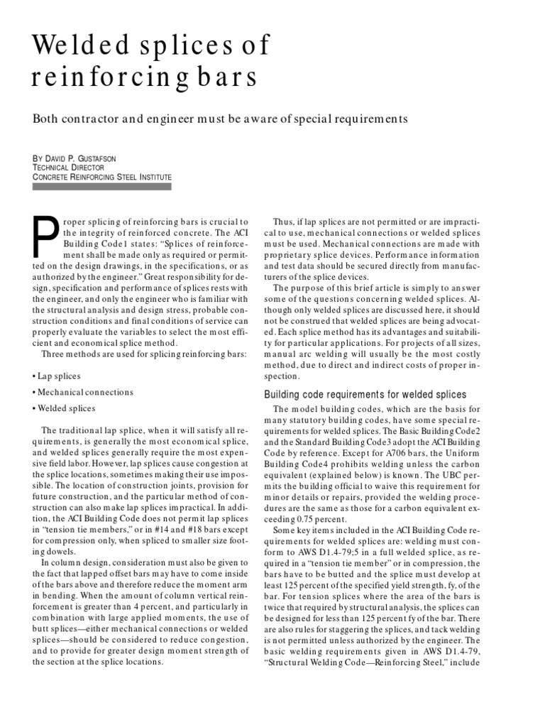 Welded Splices of Reinforcing Bars - tcm45-340900 - 2 PDF | PDF ...