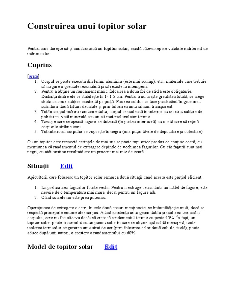 Construirea Unui Topitor Solar | PDF