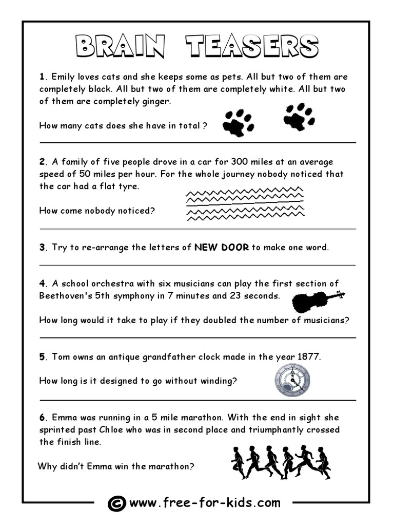 Brain Teaser Question Sheet PDF PDF