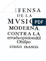 Defensa de La Mvsica Moderna Contra La Errada Opinion Del Obispo Cyrilo Franco