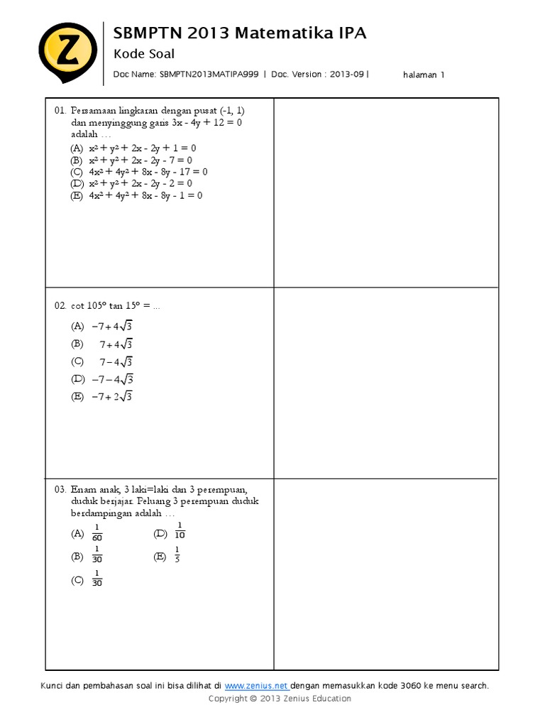 Sbmptn2013matipa999 Pdf