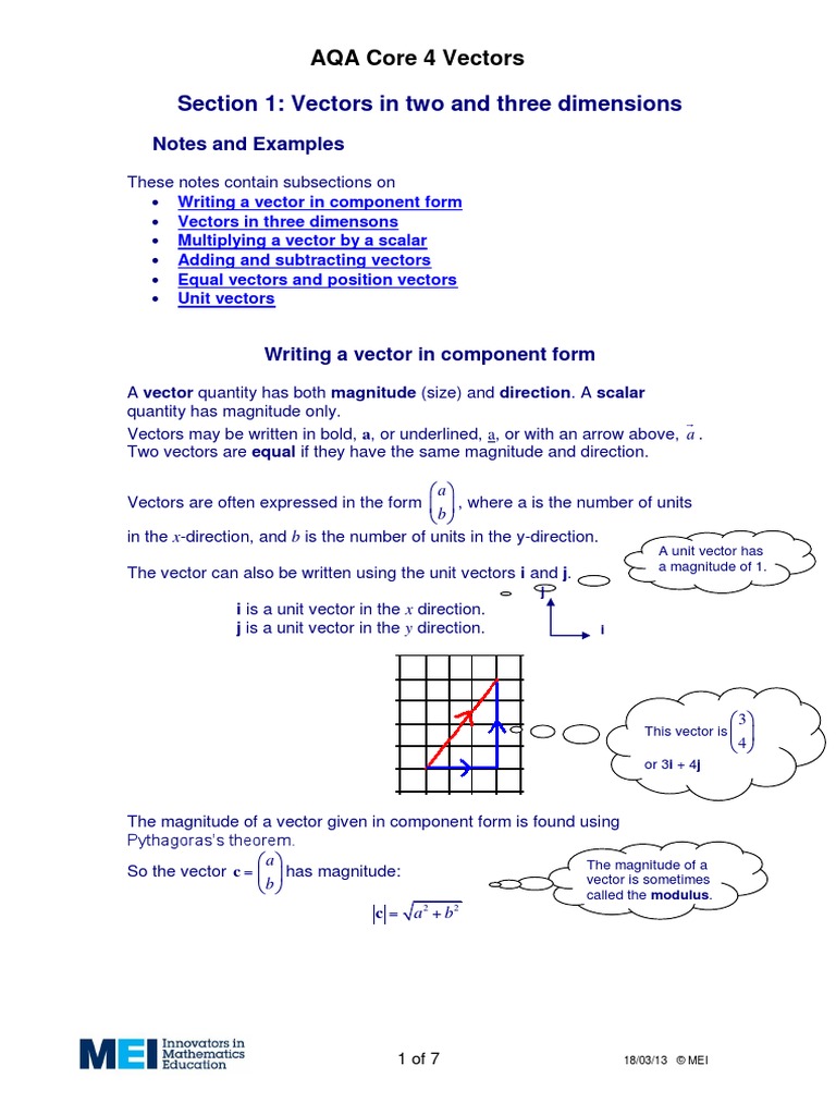 Vectors in Two & Three Dimensions | PDF | Euclidean Vector | Scalar ...