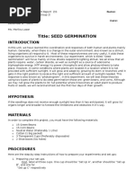 Bio 1500 Lab Report 1 Seed Germination