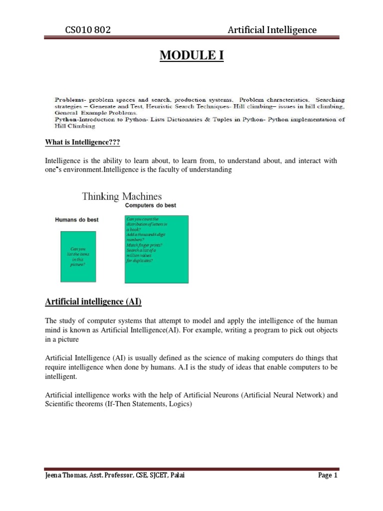 AI Mod1 | PDF | Artificial Intelligence | Intelligence (AI) & Semantics