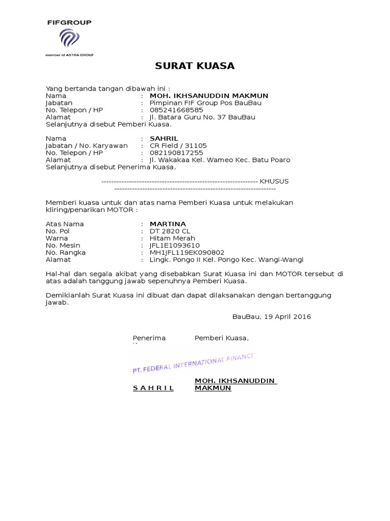 Kop Surat Fifgroup Contoh Kop Surat