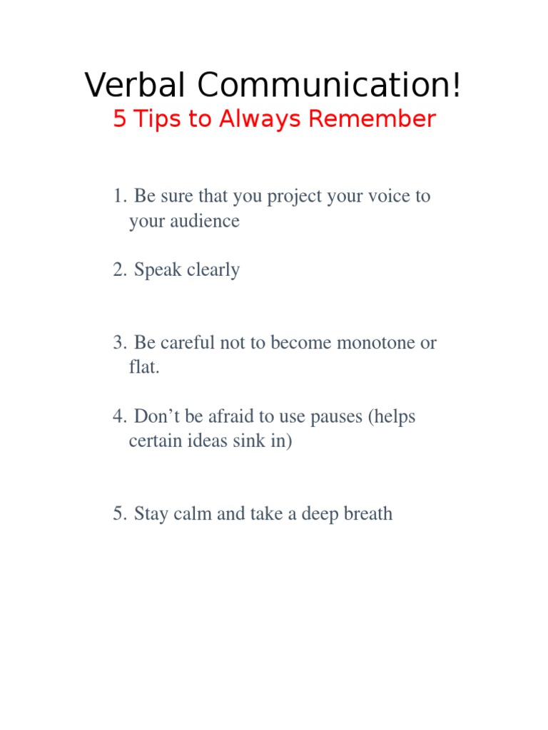 5 Essential Tips for Verbal Communication | PDF