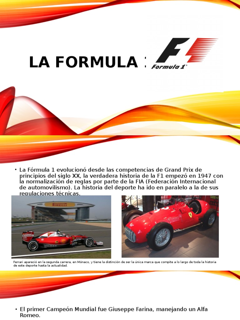 La Formula 1 | Descargar gratis PDF | Formula Uno | Fórmulas de carreras
