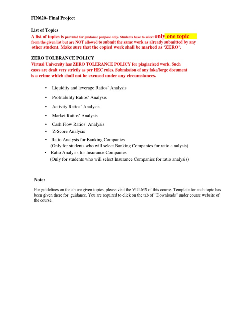Only One Topic: A List of Topics Is Other Student. Make Sure That The ...