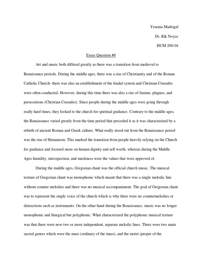 thesis statement about renaissance art