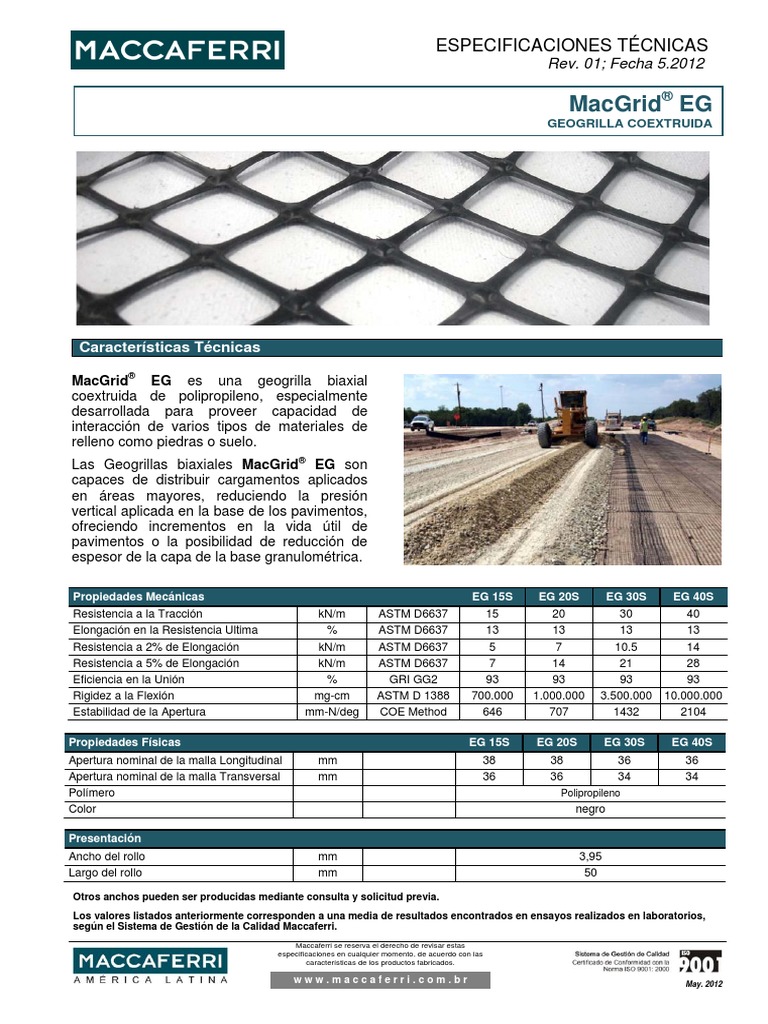 Especificaciones de MacGrid® EG | PDF
