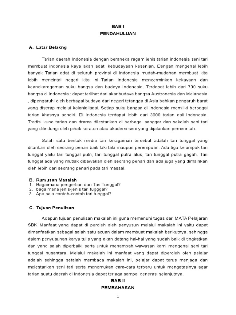 Makalah Tari Tunggal