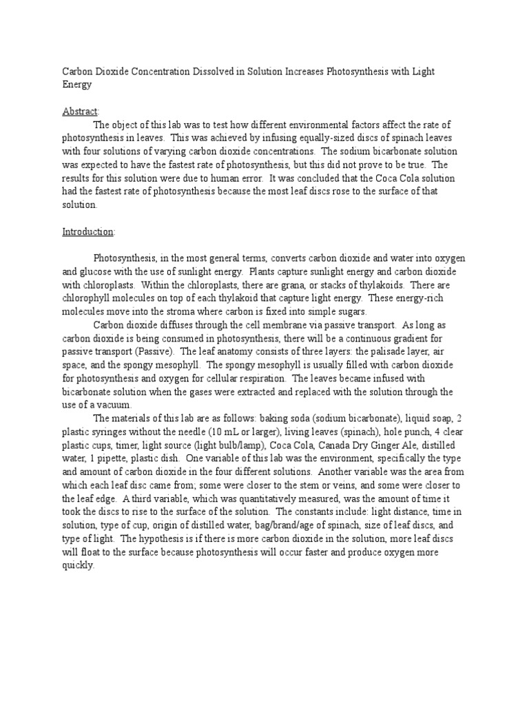 Photosynthesis lab report introduction image