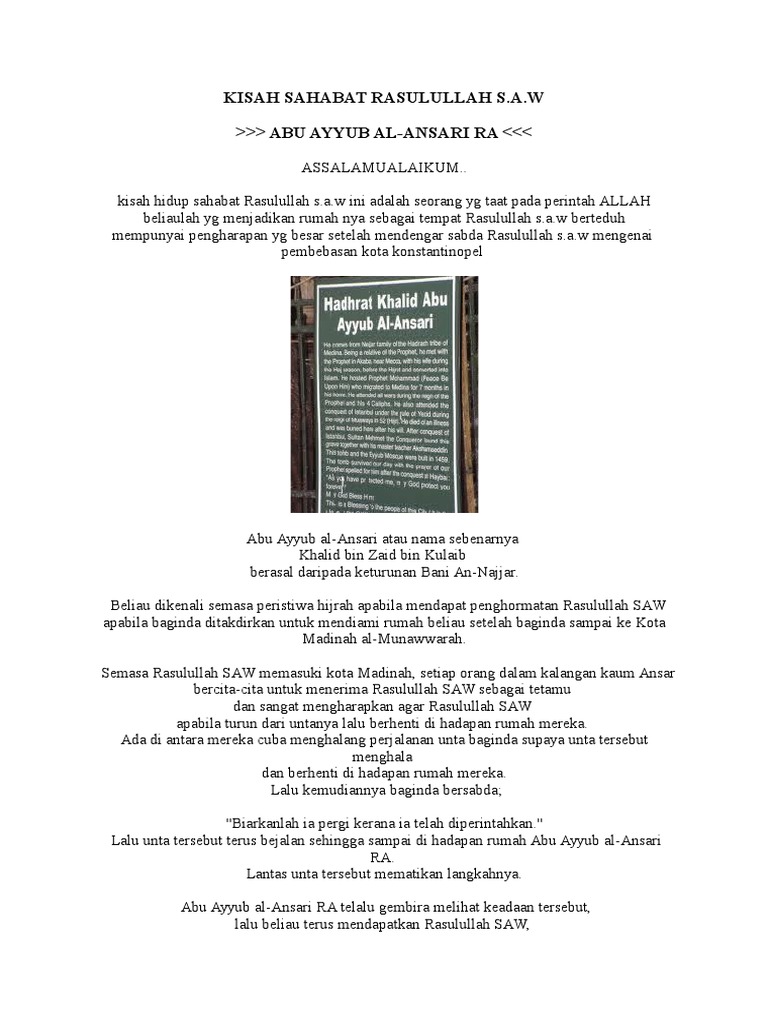 Kisah Abu Ayyub Al-Ansari RA | PDF