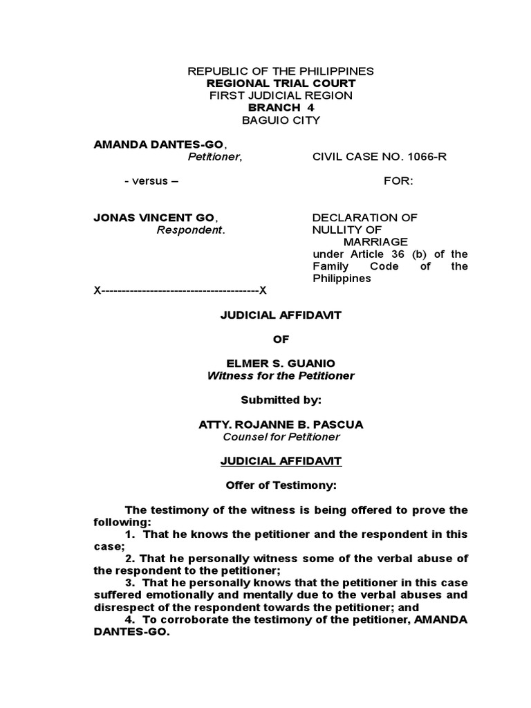Judicial Affidavit Witness (Tagalog)