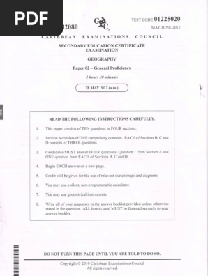 Csec Geography 2012 Paper 2