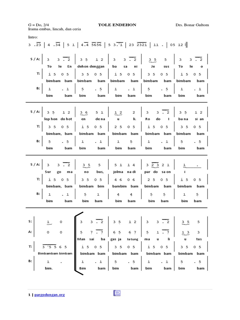 Lirik Lagu Tole Endehon