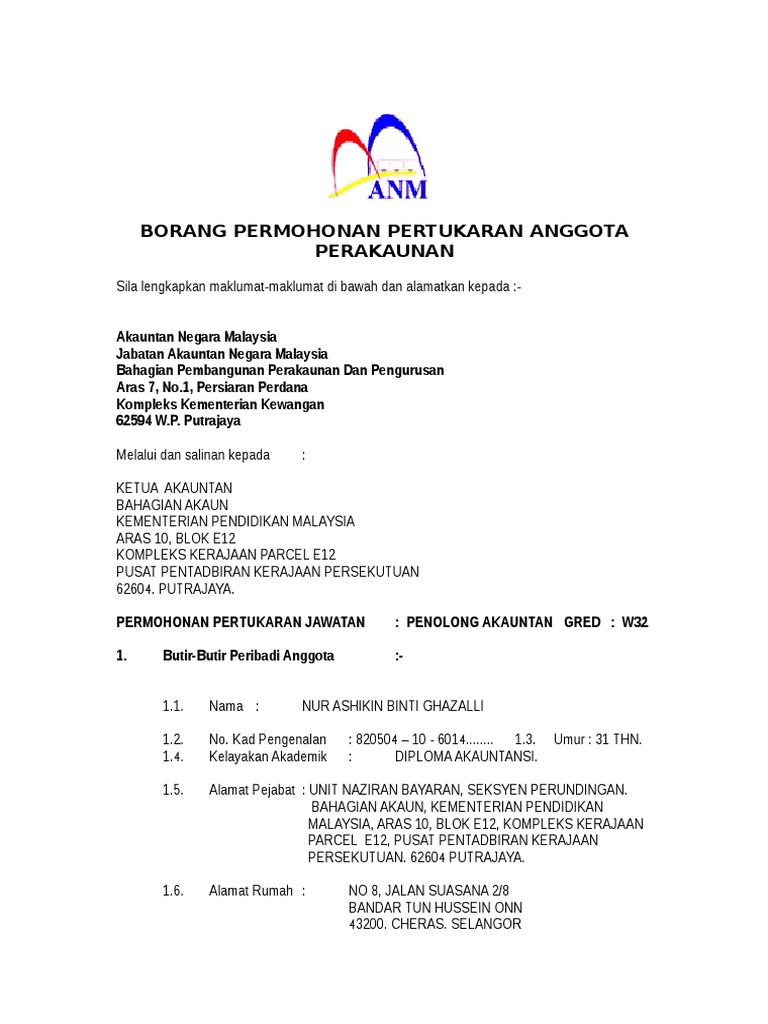 Borang Tukar Pdf