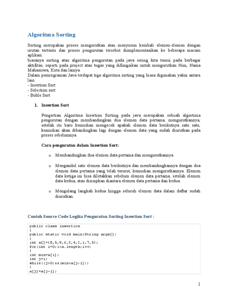 Algoritma Sorting dan Contohnya | PDF