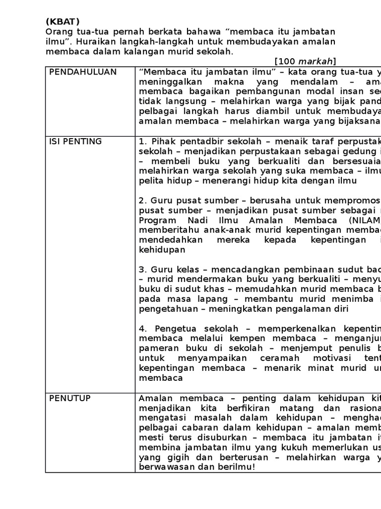 Karangan Spm KBAT