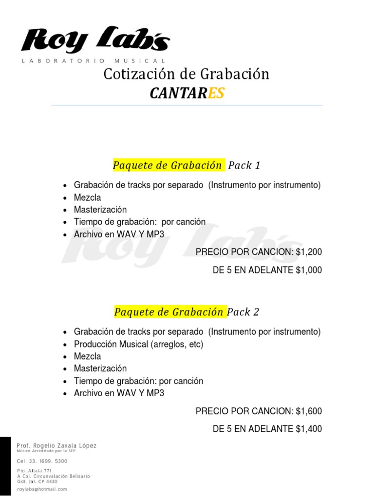 Cotización de Grabación | PDF | Hogar, jardinería y bricolaje | Arte, image size:768x1024