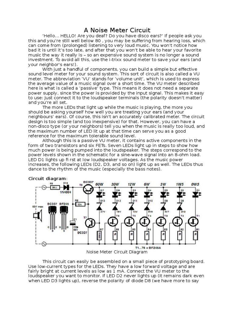 A Noise Meter Circuit | PDF | Field Effect Transistor | Electrical