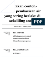 Nyatakan Contoh-Contoh Pembaziran Air Yang Sering Berlaku Di Sekeliling Anda