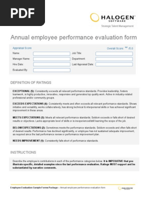 Annual Employee Performance Evaluation Form