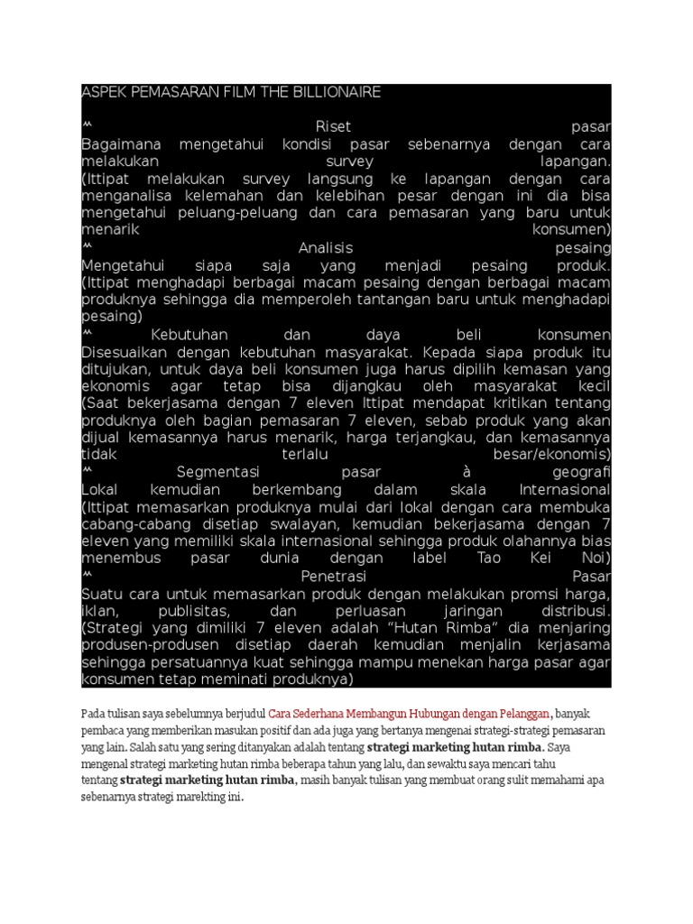 Aspek Pemasaran Film The Billionaire Pdf