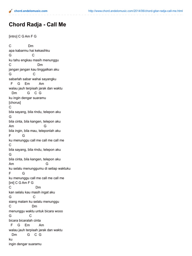 Chord Radja Call Me