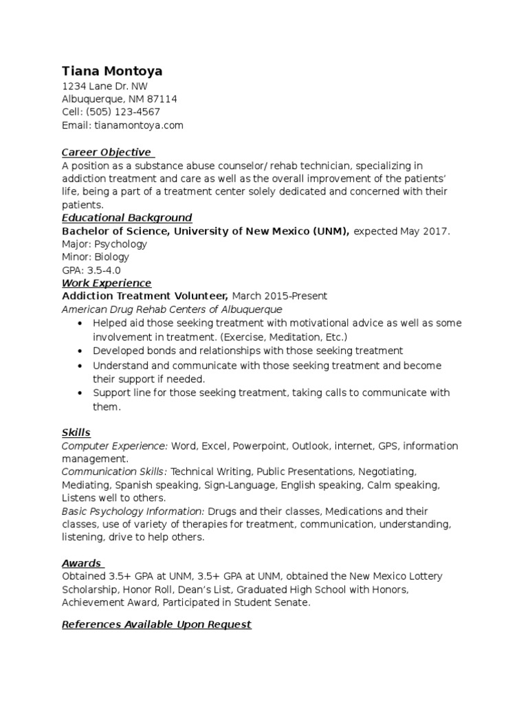 Substance Abuse Counselor Resume | PDF