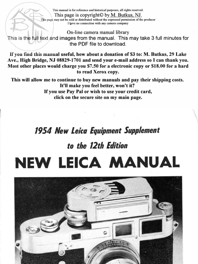 Leica m3 User Manual | PDF | Cooking, Food & Wine | Home & Garden