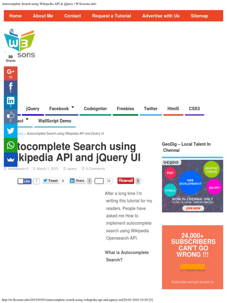 Autocomplete Search Using Wikipedia API & JQuery - W3lessons - Info ...