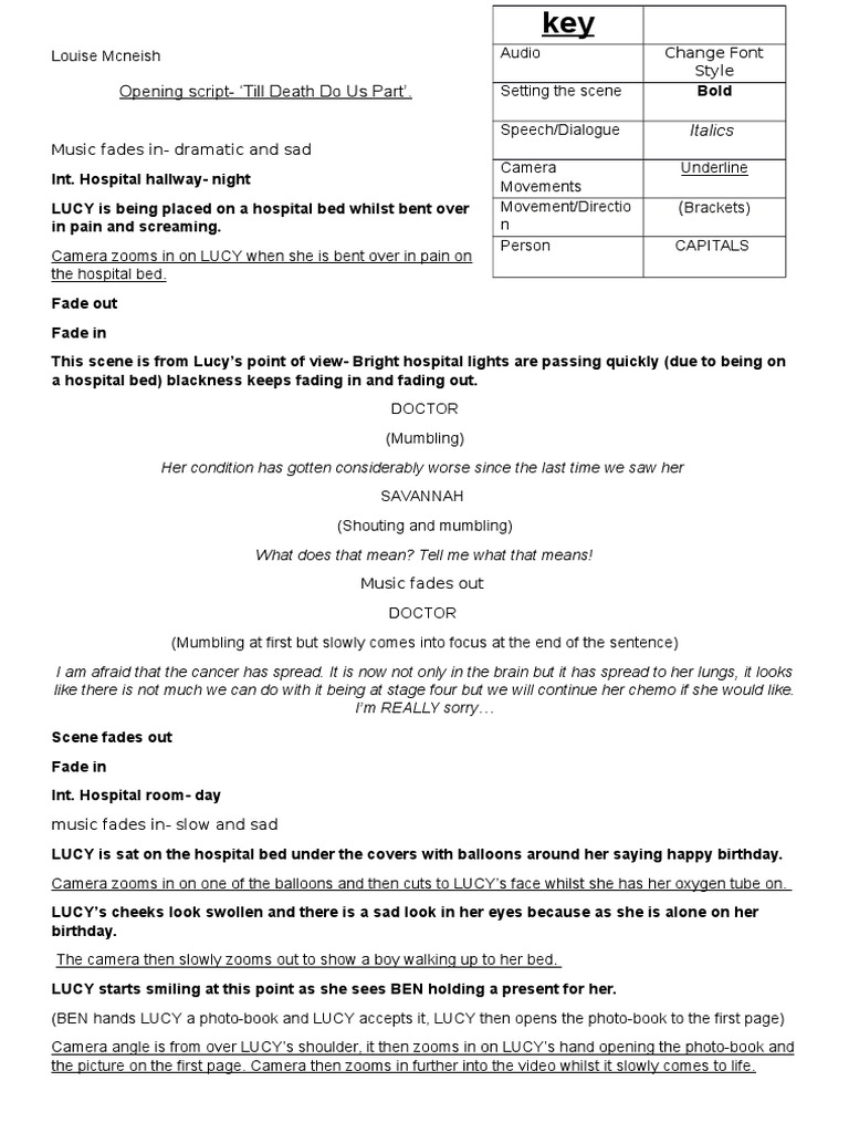 Hospital Drama Script: 'Till Death Do Us Part' | PDF | Camera | Leisure
