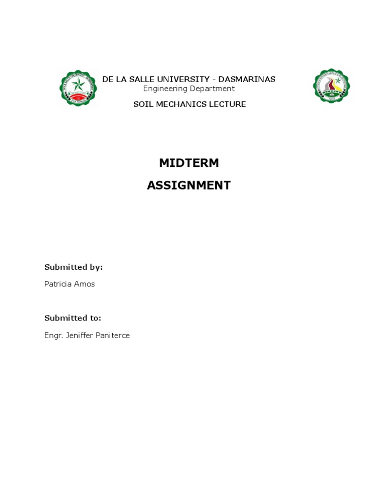 Midterm Assignment: de La Salle University - Dasmarinas Soil Mechanics ...