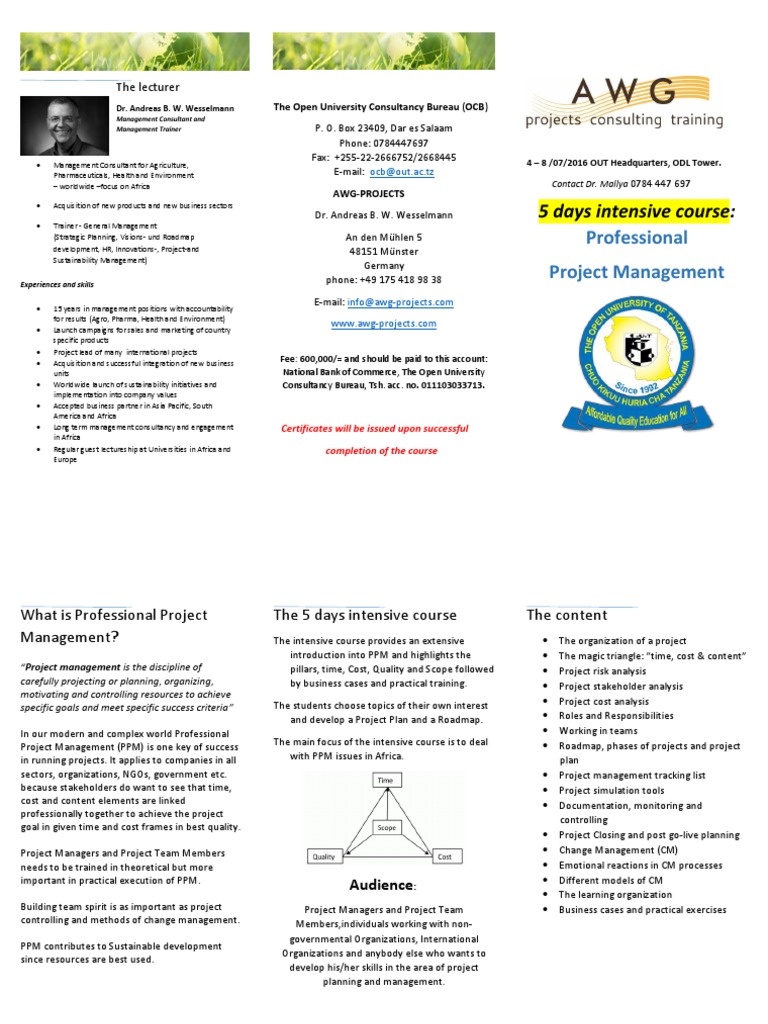Intensive Project Management Course | PDF | Non Governmental ...