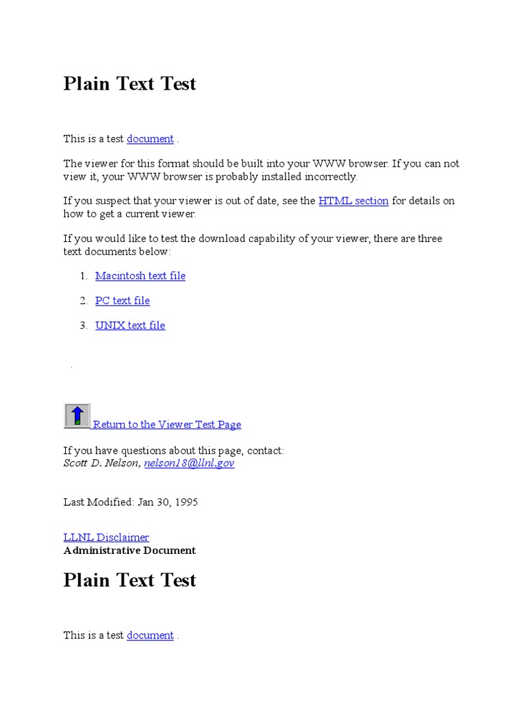 Plain Text Test | World Wide Web | Technology