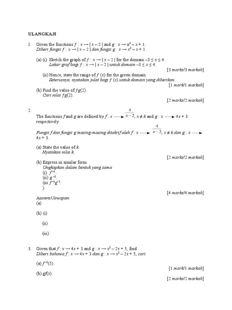 ULANGKAJI matematik tambahan Tingkatan 4  Quadratic 