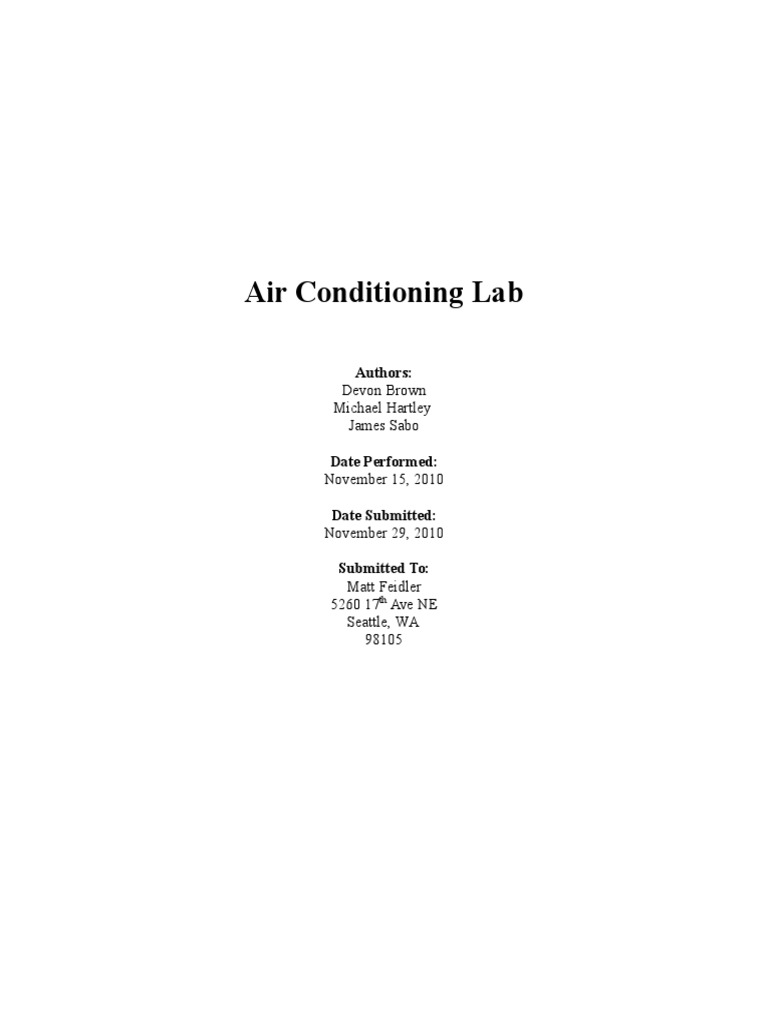 Air Conditioning Lab Final1 PDF Air Conditioning Gas Compressor