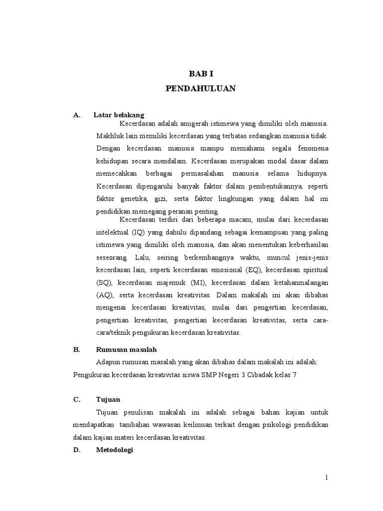 makalah  kecerdasan kreativitas   makalah  kecerdasan kreativitas