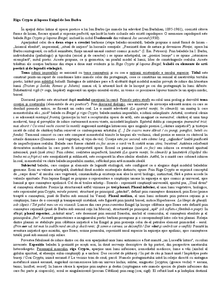 Riga Crypto ?i Lapona Enigel de Ion Barbu