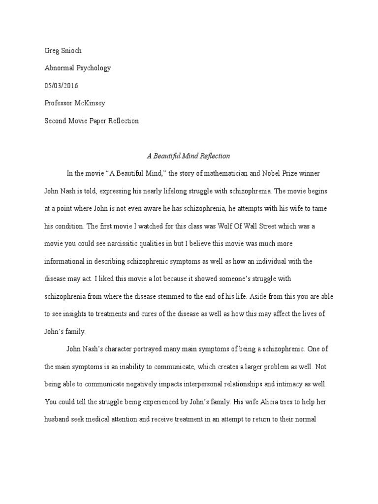 A Beautiful Mind Movie Psychological Analysis | Schizophrenia | Mental