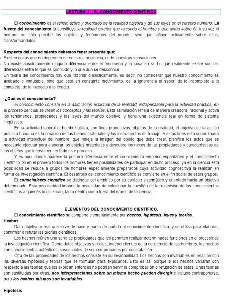 Elementos del Conocimiento Científico | PDF | Hipótesis | Science