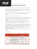 Técnicas de Congelamento de Vegetais