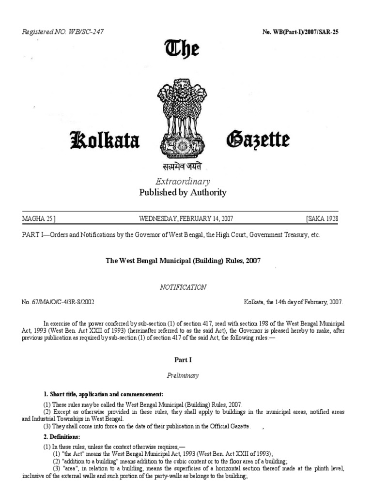 The WB Municipal Building Rules 2007 PDF PDF Wall Basement