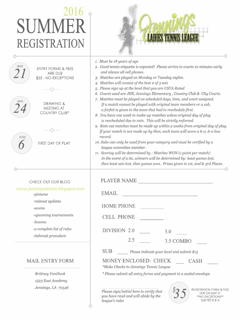 2016 Summer Entry Form | PDF