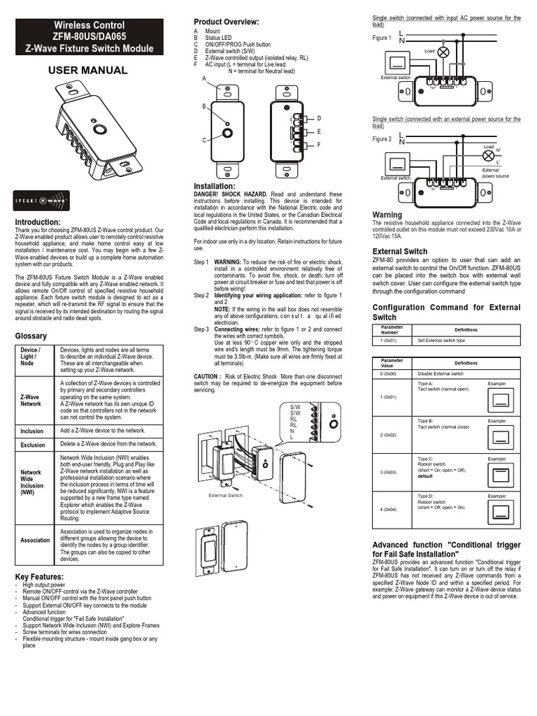 Remotec ZFM80US PDF Switch Interference