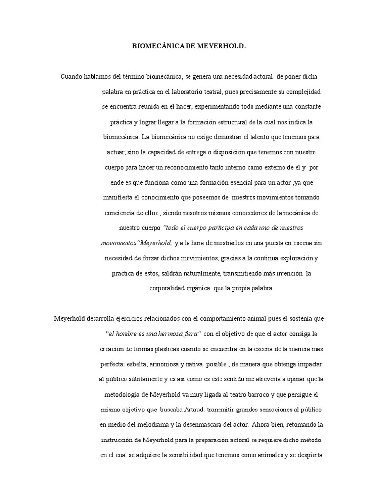 Biomecanica de Meyerhold 2 | PDF | Biomecánica | Ciencias del ...
