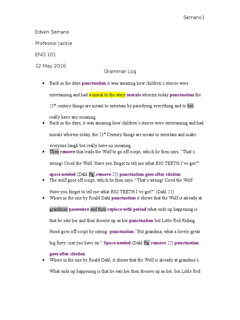 Grammar Log: Punctuation Analysis | PDF