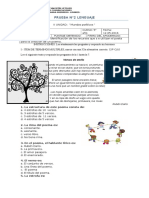 Prueba de Lenguaje 5° Básico